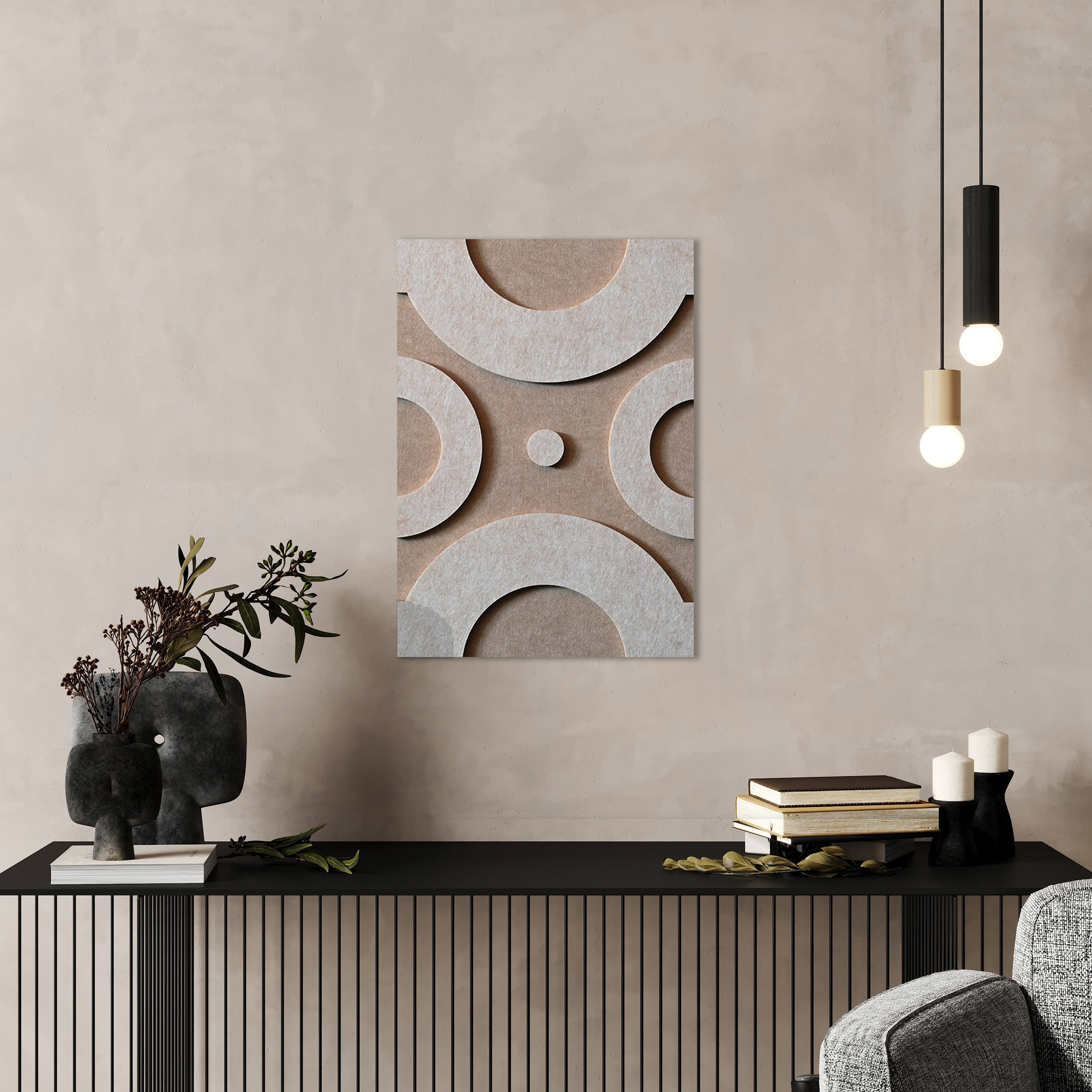 Wanddekoration aus Punktfilz