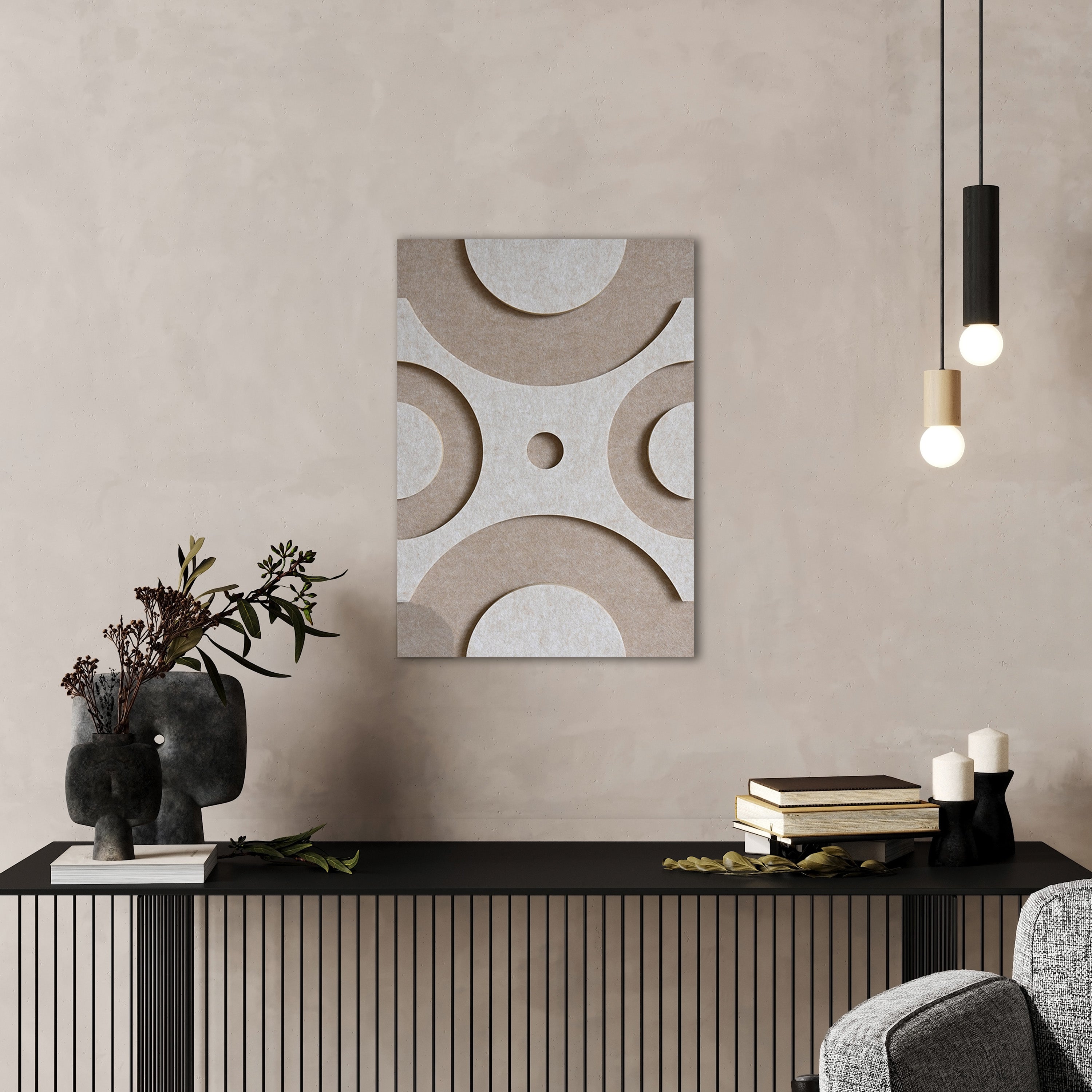 Wanddekoration aus Punktfilz