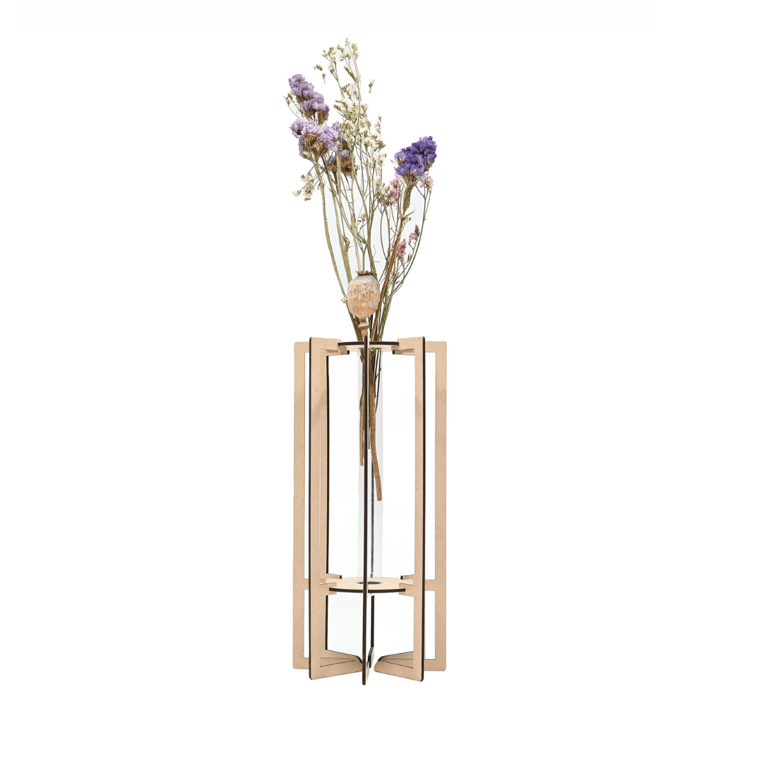 Square bloemenvaas - Bloemenvaas in de kleur Naturel van Van Tjalle en Jasper